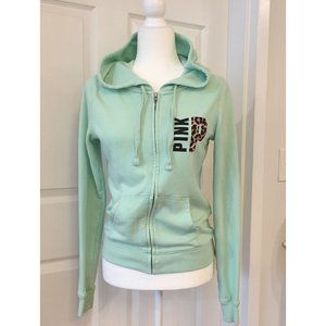 Victorias Secret Pink Zip Up Hoodie Size XS with Leopard Patch